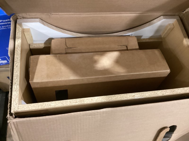 Condition photo showing As Is for style selections euro 24-in sandstone single sink bathroom vanity with white cultured marble top