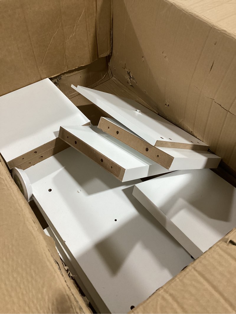 Condition photo showing As Is for Versatile 7 Tier Wall Shelf Unit,White Lack Wall Shelf,Display Floating Shelf with LED Remote Control Light 7 Tier White