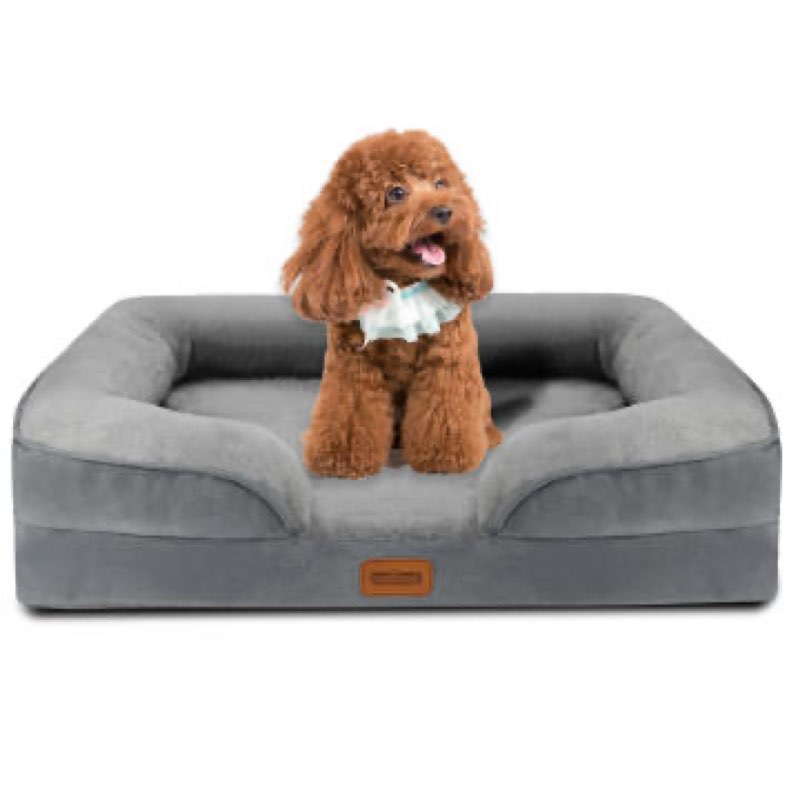 furtime orthopedic dog beds large sized dog, xl washable dog sofa bed for large dogs, comfy supportive egg-crate foam pet couch bed with removable cover, waterproof lining and nonskid bottom 42.0"l x 32.0"w x 6.5"th grey