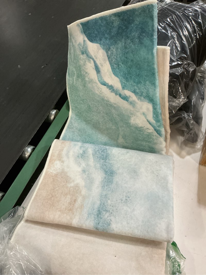 Condition photo showing As Is for tropical ocean beach area rug, summer beach non slip easy care throw large area rugs, breathable durable carpet for indoor bedroom living room office decor rug - 4 ft x 6 ft