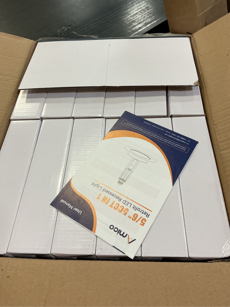 Condition photo showing New/Like New for amico 5/6 inch 5cct led recessed lighting 12 pack, 12w=100w, 950lm adjustable can lights, 2700k/3000k/4000k/5000k/6000k selectable, dimmable, ic & damp rated, retrofit installation - etl & fcc 12 modern
