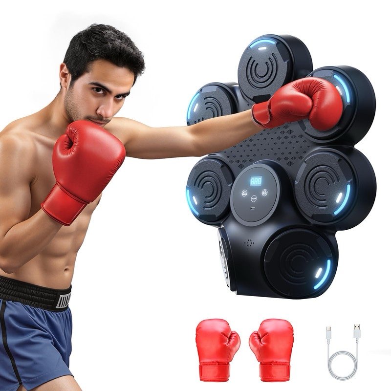 CuteTinyTails Music Boxing Machine for Adult - Wall-Mounted Home Gym Punch Trainer for Stress Relief