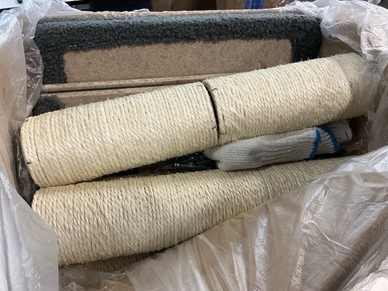Condition photo showing Good Condition for pawque dog stairs & cat scratching post pet steps for high bed couch, high-strength boards hold up to 150 lbs for indoor small cats kittens dogs climbing playing, 4 combination options, 4 steps-grey 4-steps