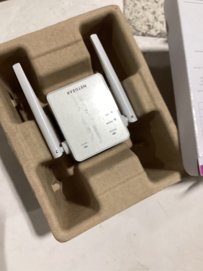 Condition photo showing Good Condition for netgear wifi range extender (ex6120) - add up to 1,500 sq. ft., 25 devices - ac1200 dual band wireless signal extender (up to 1.2 gbps speed), compact wall plug design – free expert help wifi 5, 1.2gbps (active)