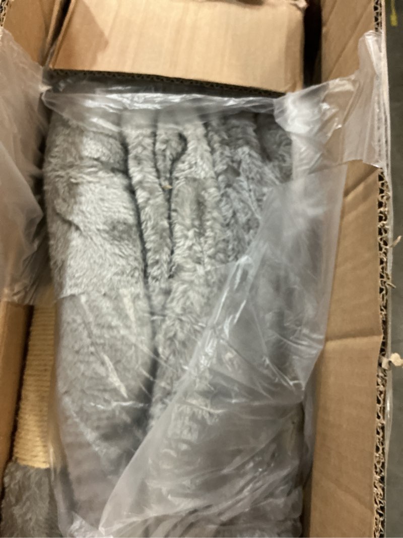 Condition photo showing Good Condition for heybly heavy duty cat tree, tower for indoor cats large adult, tall cat condo house with extra-large baseboard, multi-level plush furniture with scratching posts, hammock,toy balls,light gray hct026w l light gray