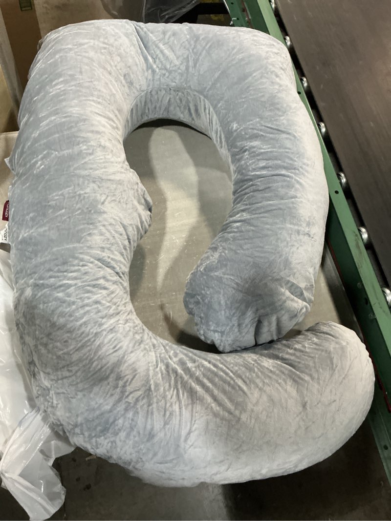 Condition photo showing Good Condition for momcozy pregnancy pillows for sleeping, u shaped full body pillow for pregnancy women with removable jersey cotton cover, 57 inch maternity pillow, grey jersey knit cotton- gray