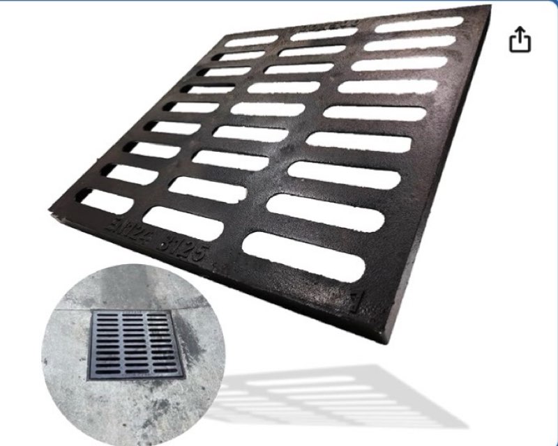 MOSINSBO Cast Iron Drain Grate, 20x20 Outdoor Drain Cover, B125 Class Sewer Grate, Durable Heavy Duty Channel Grate, Black Square Drainage Grate for Concrete Floor (19.7â€?x19.7â€?)