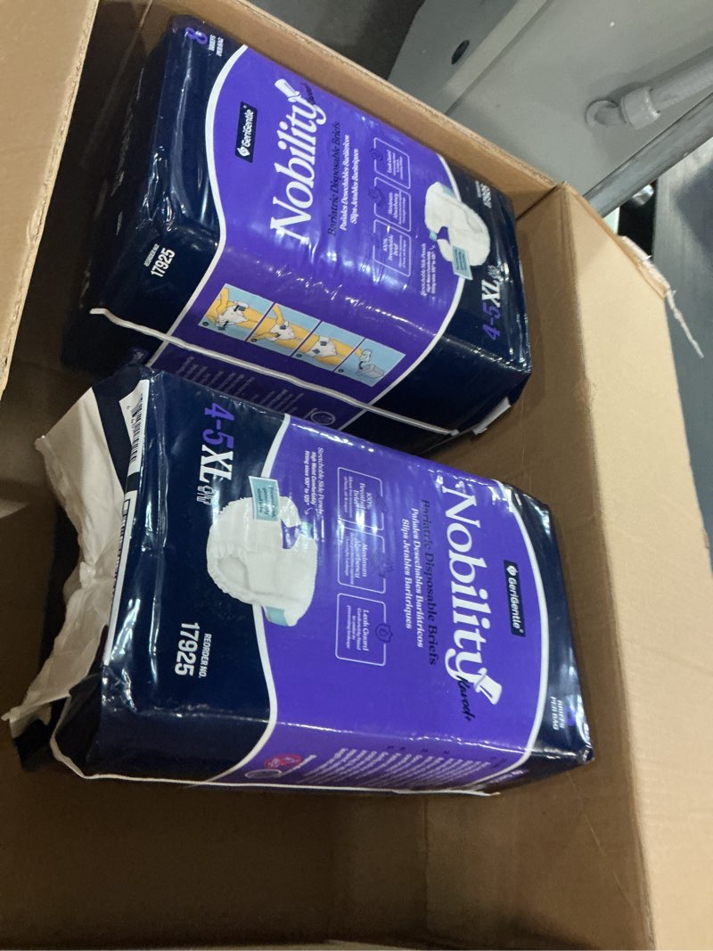 Condition photo showing New/Like New for 4-5xl adult diapers for women and men - 8 bariatric disposable briefs with tabs and stretchable side panels - 100% breathable with maximum absorbency 1 pack