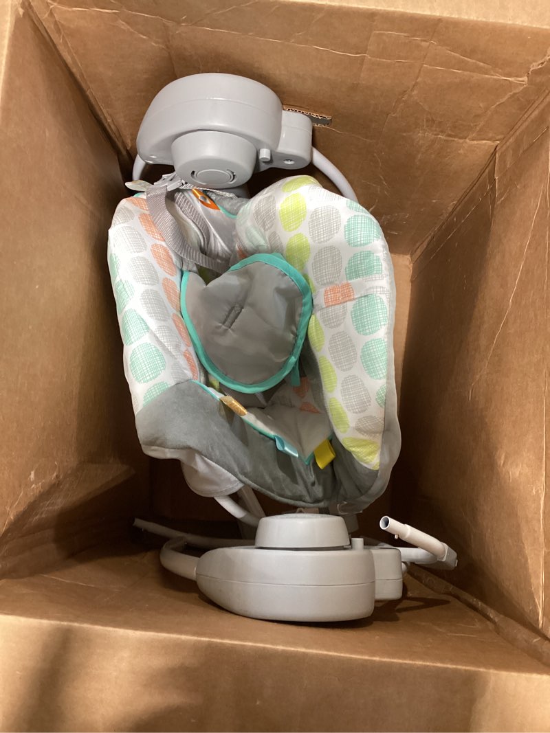 Condition photo showing Good Condition for bright starts portable automatic 6-speed baby swing with adaptable speed, taggies, music, removable-toy-bar, 0-9 months 6-20 lbs (whimsical wild)