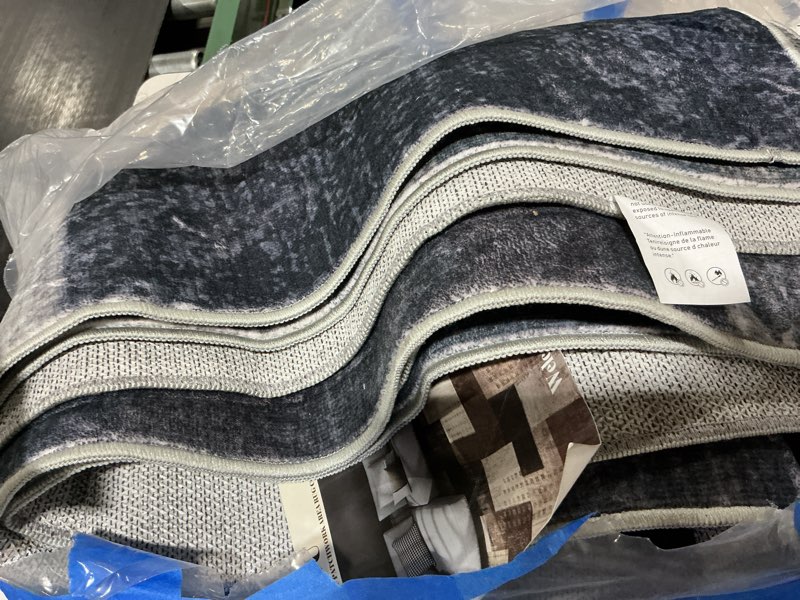 Condition photo showing Good Condition for (style may vary, unsure size) large area rug for bedroom living room, 9x12 feet ultra soft navy blue rugs washable modern geometric bordered non slip low pile carpets home decor 9x12 feet navy blue