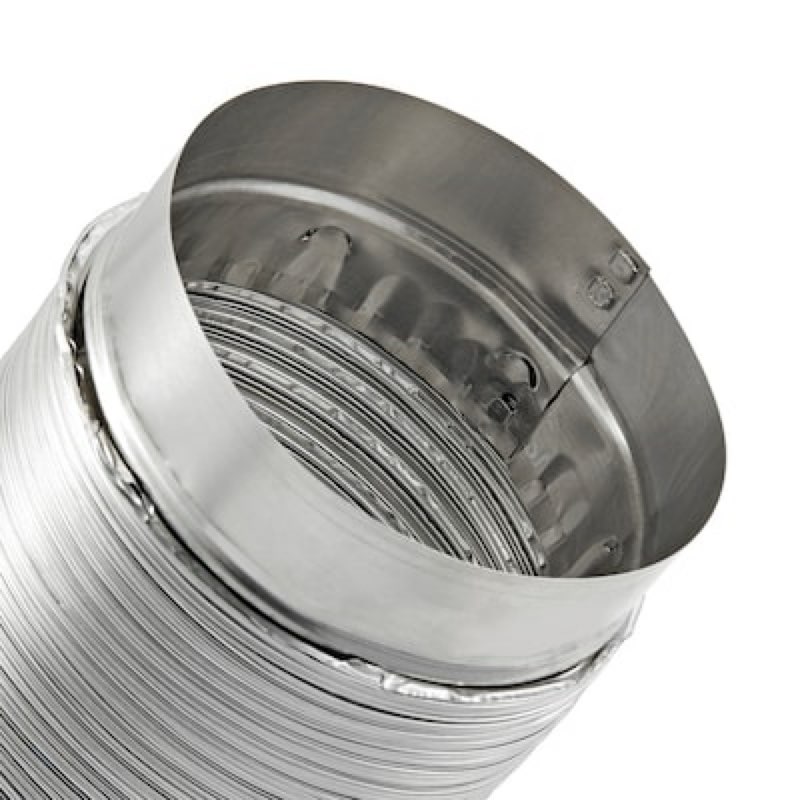 lambro rigiflex semi-rigid silver flexible duct with quick connect collars for laundry closet installations
