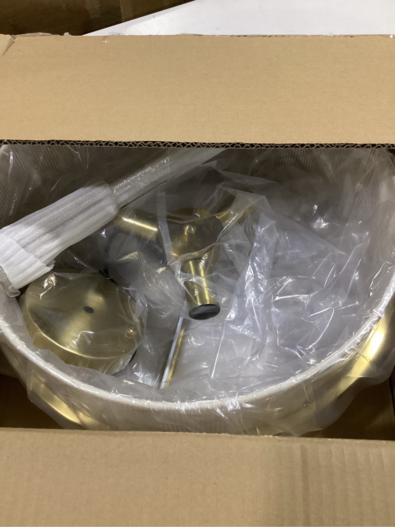 Condition photo showing New/Like New for 15.7" modern boho drum chandelier ceiling light fixture, 3-light pendant light with hand-woven rope shade, adjustable gold metal frame chandelier for kitchen island dining room bedroom foyer entryway