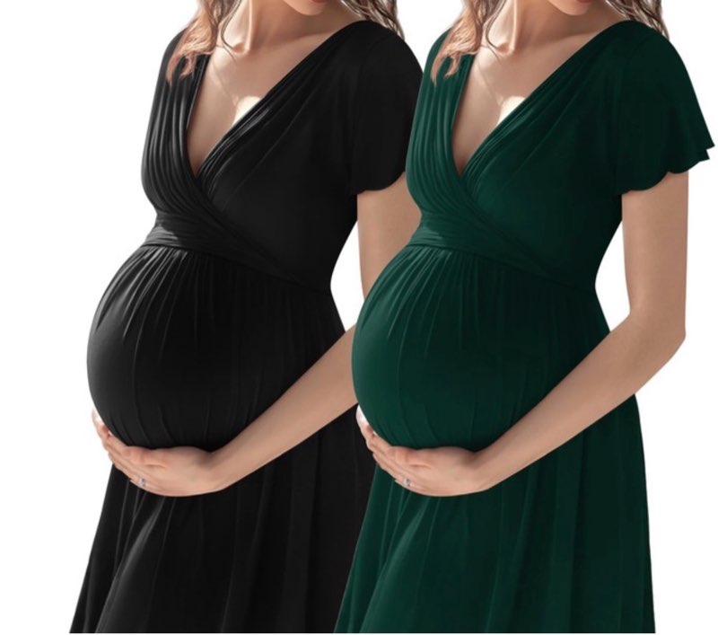 neer 2 pack 3 in 1 labor delivery hospital gown robe, women's maternity cross wrap v neck dress nurs