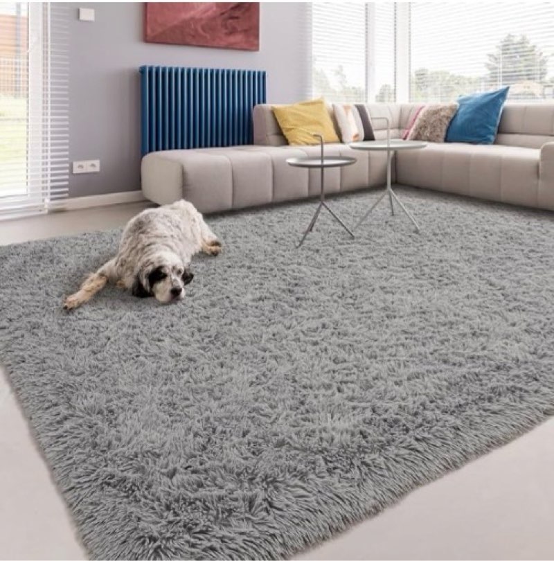 Softlife Area Rug for Living Room, Fluffy Shag Plush 8 x 10 Grey Rugs for Bedroom Girls, Shaggy Soft Fuzzy Kids Large Carpet for Dorm Bedside Ultra Cozy Non-Slip Indoor Decor