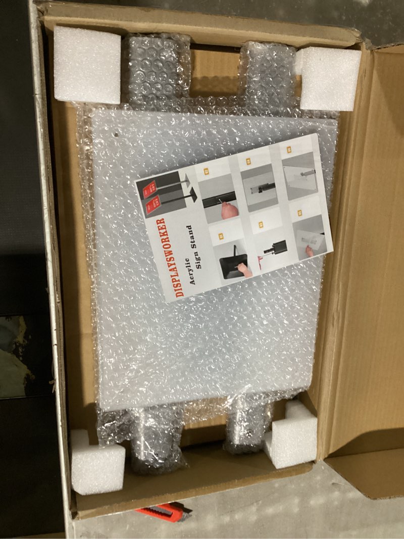Condition photo showing New/Like New for displaysworker adjustable heavy duty pedestal sign holder floor stand,sign stand poster stand aluminum snap open frame,standing floor for 8.5x 11 inch,vertical/horizontal view,silver silver aluminum frame 8.5-x-11-inch