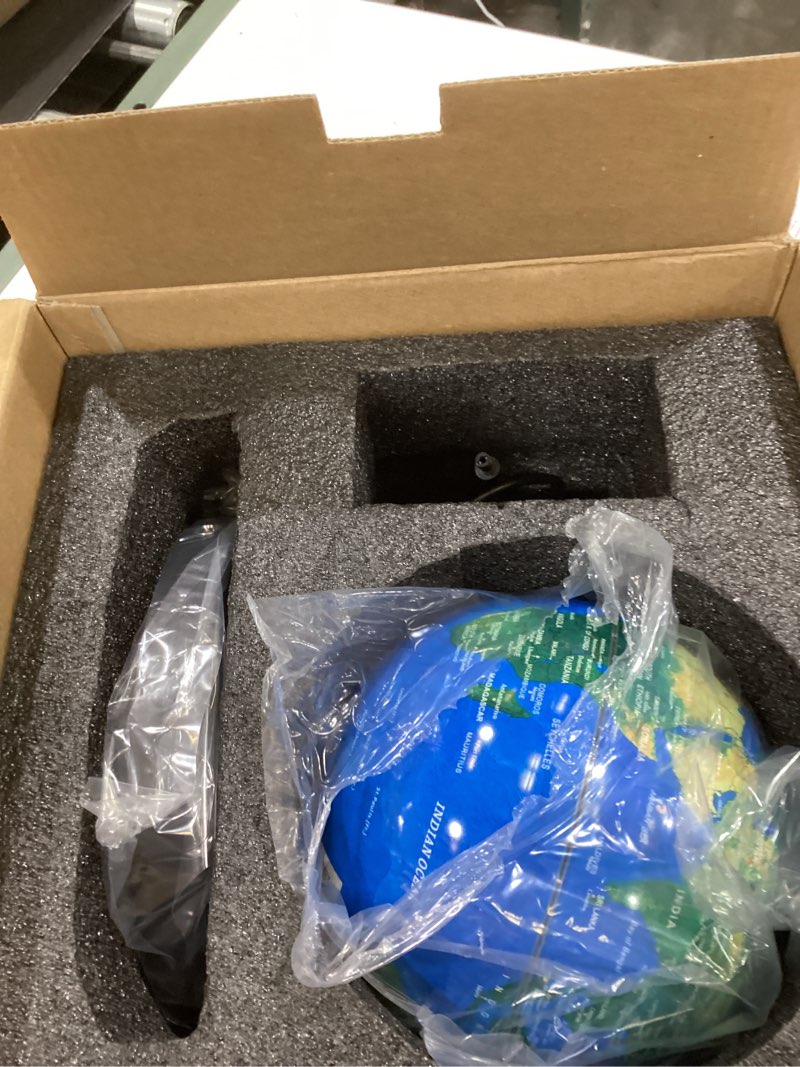 Condition photo showing As Is for Floating Globe, Magnetic Levitating Globe with LED Light, 360° Rotating Geographic Globe World Map for Home Office Decor, Cool Tech Gift for Kids, Teacher, Husband, Colleague..