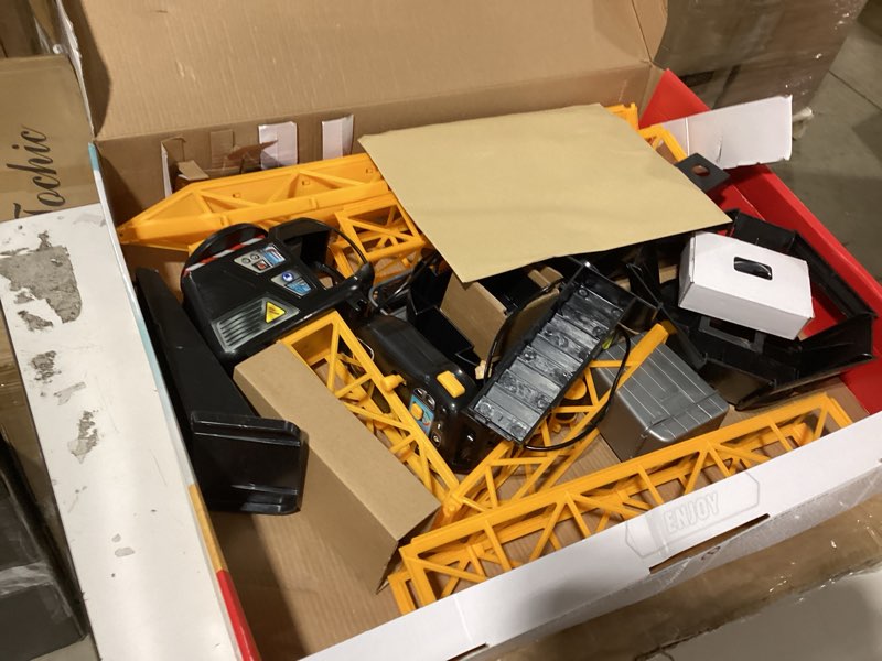 Condition photo showing As Is for dickie toys mighty construction crane with remote control, 48" inches and 350 degree rotation trolley, for ages 3 and up