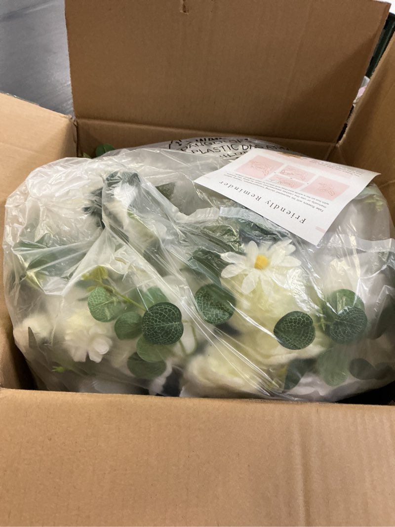 Condition photo showing New/Like New for nuptio large flower centerpieces for tables: 17.7 inch diameter white artificial flower ball arrangement for wedding party centerpiece - 2 pcs fake floral rose for bridal shower decorations 17.7\" diam - 2 pcs white