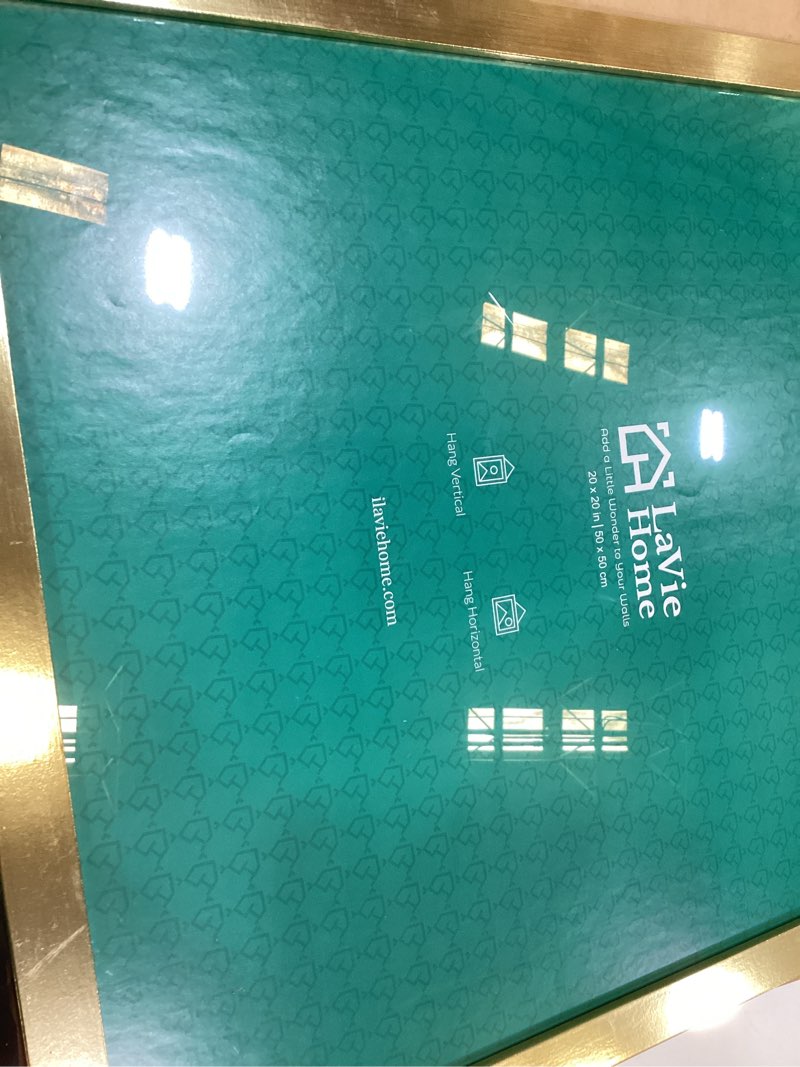 Condition photo showing Good Condition for lavie home 20 x 20 picture frame, square poster frame with high definition plexiglass, horizontal or vertical wall gallery poster frames suitable for photos, artworks, posters,puzzle, gold 1pc 20x20 gold
