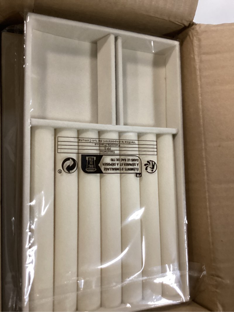 Condition photo showing Good Condition for velvet jewelry drawer organizer inserts, set of 8 stackable trays with removable dividers, earring and ring holder display for dresser, storage case for necklace bracelet watch - beige