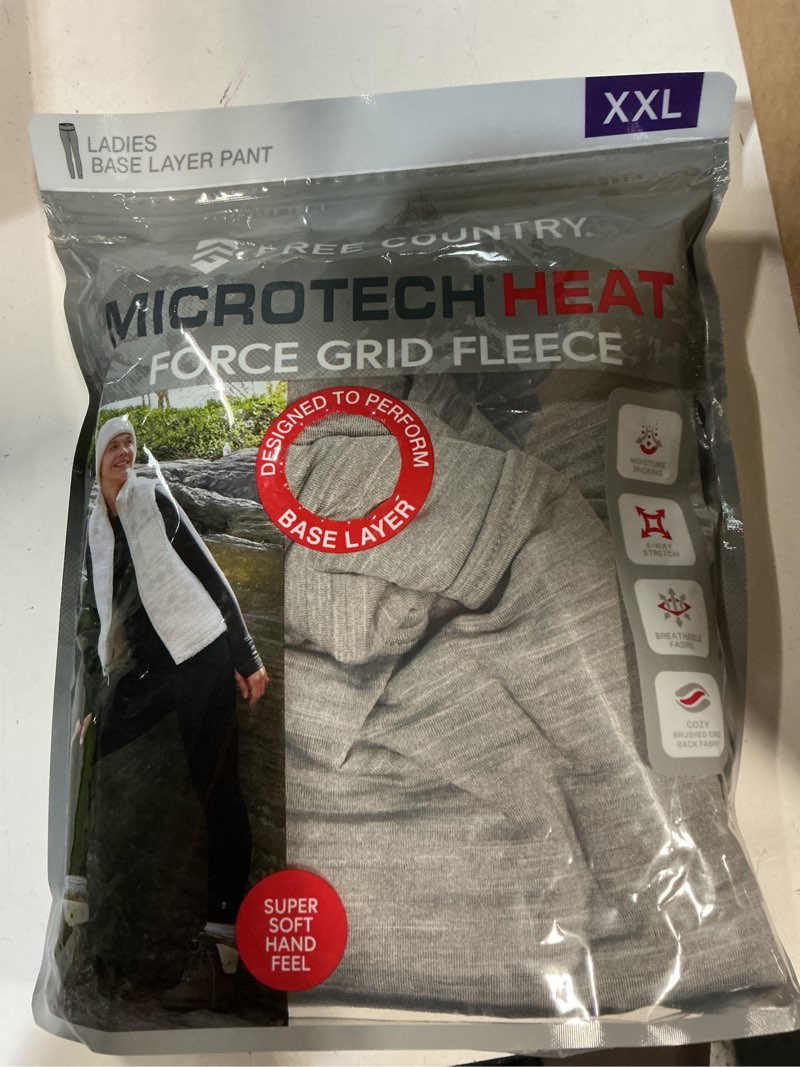 Condition photo showing New/Like New for (( size xxl)))) free country microtech women’s pant base heat layer quick dry  back ,gray 