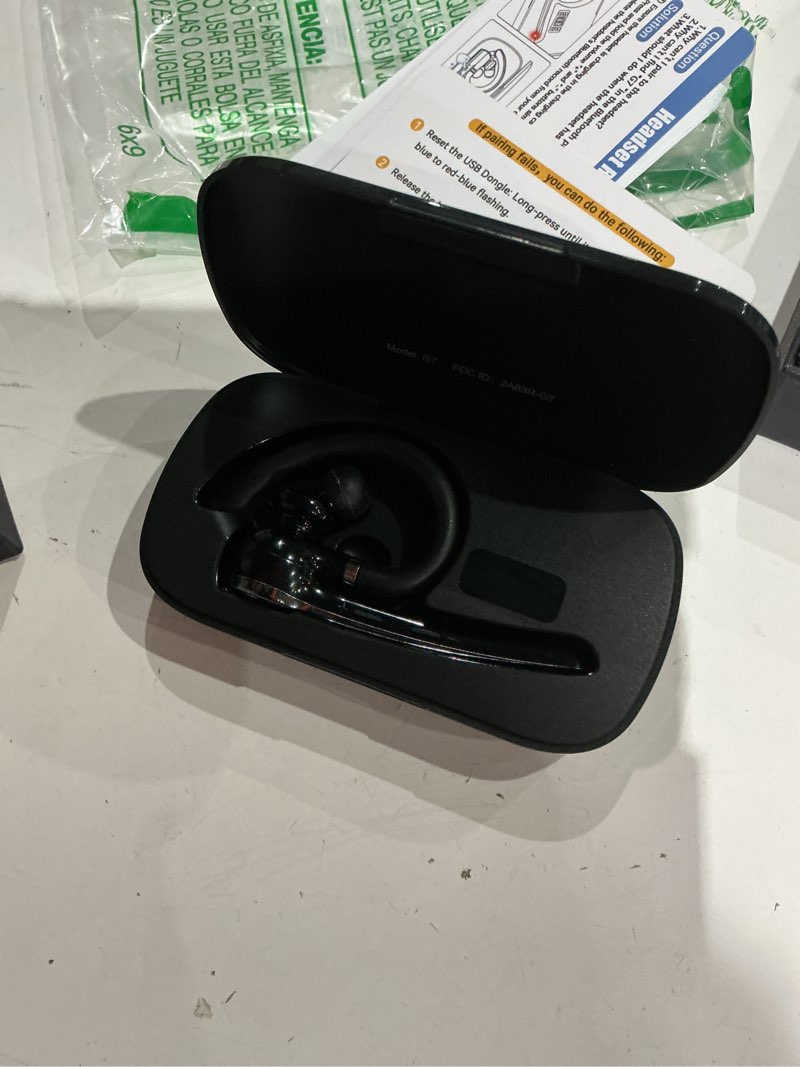 Condition photo showing Good Condition for ngsod bluetooth headset, wireless earpiece with upgrade noise canceling mic,500mah charging case support 72h talking time,hand-free headphones with mute button for computer cell phones trucker work black