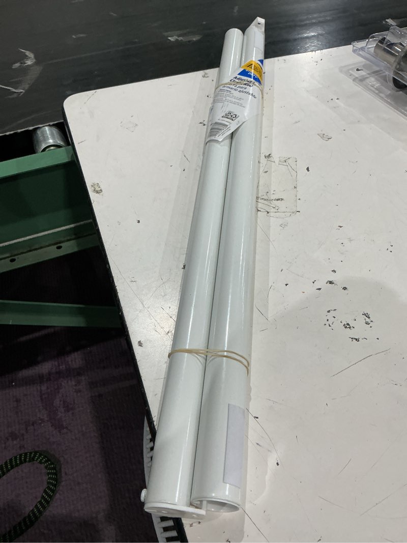 Condition photo showing As Is for project source closet rod 48-in l x 1.25-in h extendable white metal closet rod with hardware