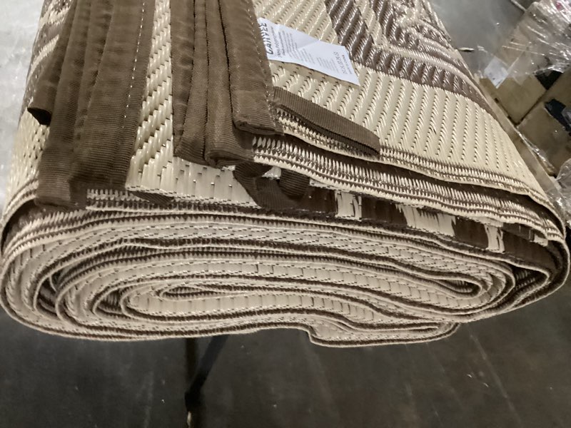 Condition photo showing As Is for garveehome outdoor rug 10x14 patio waterproof, reversible plastic straw rugs for camping, picnic, ba