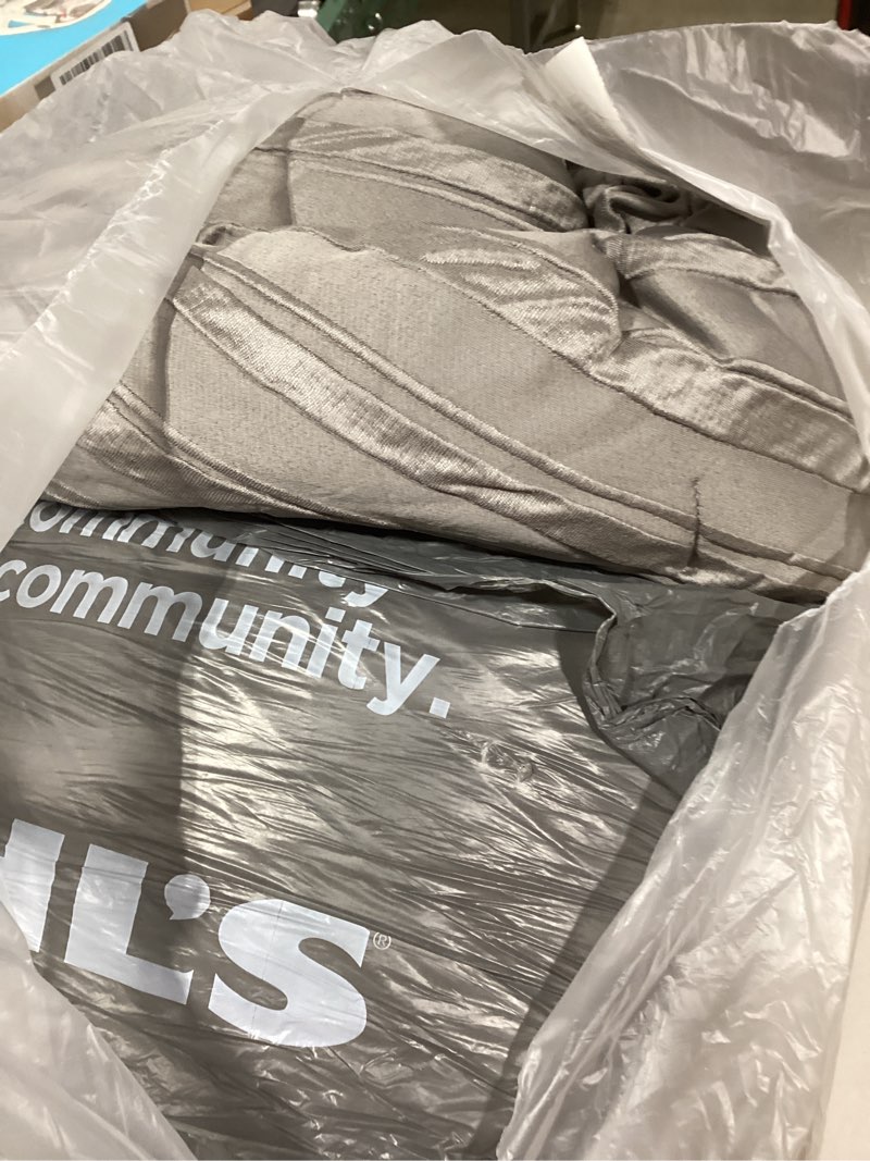 Condition photo showing As Is for Madison Park King Comforter Set Raised Jacquard Texture Comforters King Size Bed, All Season Down Alternative Bedding King Size Comforter, Decorative Pillows, Matching Shams, Riva, King Grey 5 Piece