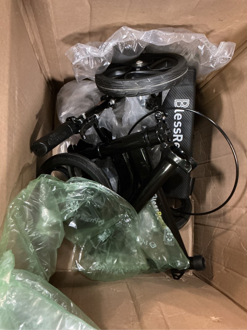 Condition photo showing As Is for blessreach steerable knee scooter deluxe medical scooter for foot injuries compact crutches, with dual rear on-wheel brake and shock absorption under the knee pad?blue?