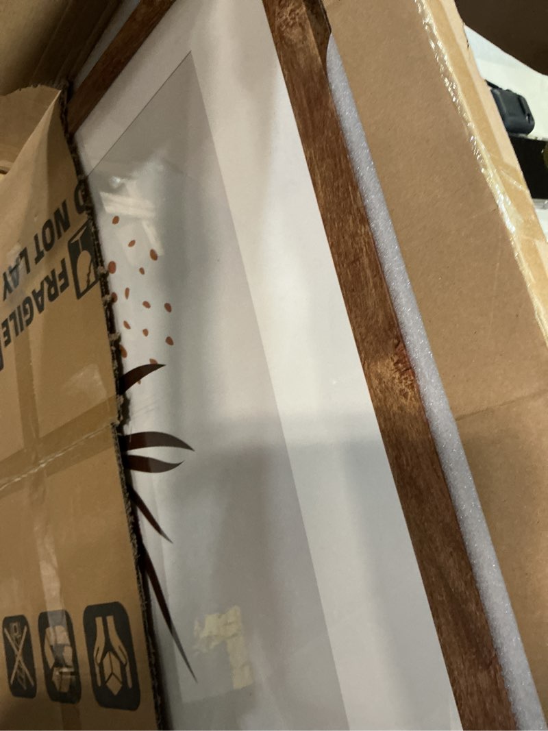 Condition photo showing New/Like New for irahmen 24x36 poster frame set of 2 with plexiglass, wooden rustic brown frames display 20x30 picture with mat or 24 x 36 without mat, wall gallery mounting horizontal and vertical rustic brown 24x36