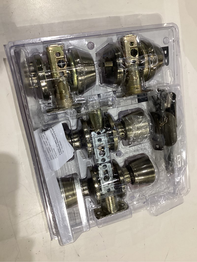 Condition photo showing Good Condition for reliabilt gallo antique brass traditional exterior single-cylinder deadbolt keyed entry door knob project pack 2 -pack