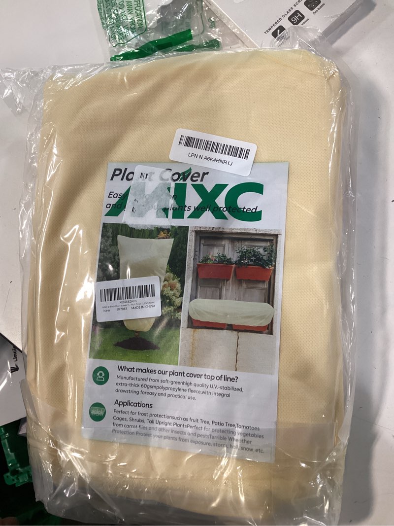 Condition photo showing New/Like New for MIXC Plant Covers Freeze Protection, 47.2''×70.8'' Winter Cold Weather Frost Blankets Shrub Jacket with Drawstring Reusable Frost Protection Cloth for Outdoor Plants Fruit Tree Potted (2 Pack) 47.2”W x 70.8”H
