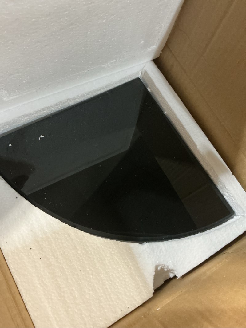 Condition photo showing As Is for black marble corner shower shelf, 9 inch marble corner shelf for bathroom shower decor, wall mounted, polished, 1 pcs 9\\\"x9\\\"-b-1 pcs nero marquina black