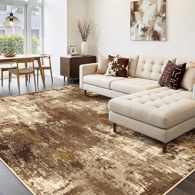 RELEANY Washable Area Rugs 10'x14 Non-Slip Modern Abstract Soft for Living Room Entryway Bedroom Nur