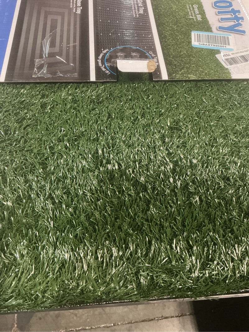 Condition photo showing New/Like New for powools grass pad for dogs potty - 3-layer reusable dog grass pad with tray, washable artificial grasses dog potty tray with drainage holes, indoor & outdoor grass pee pad for dogs, 30" x 20"