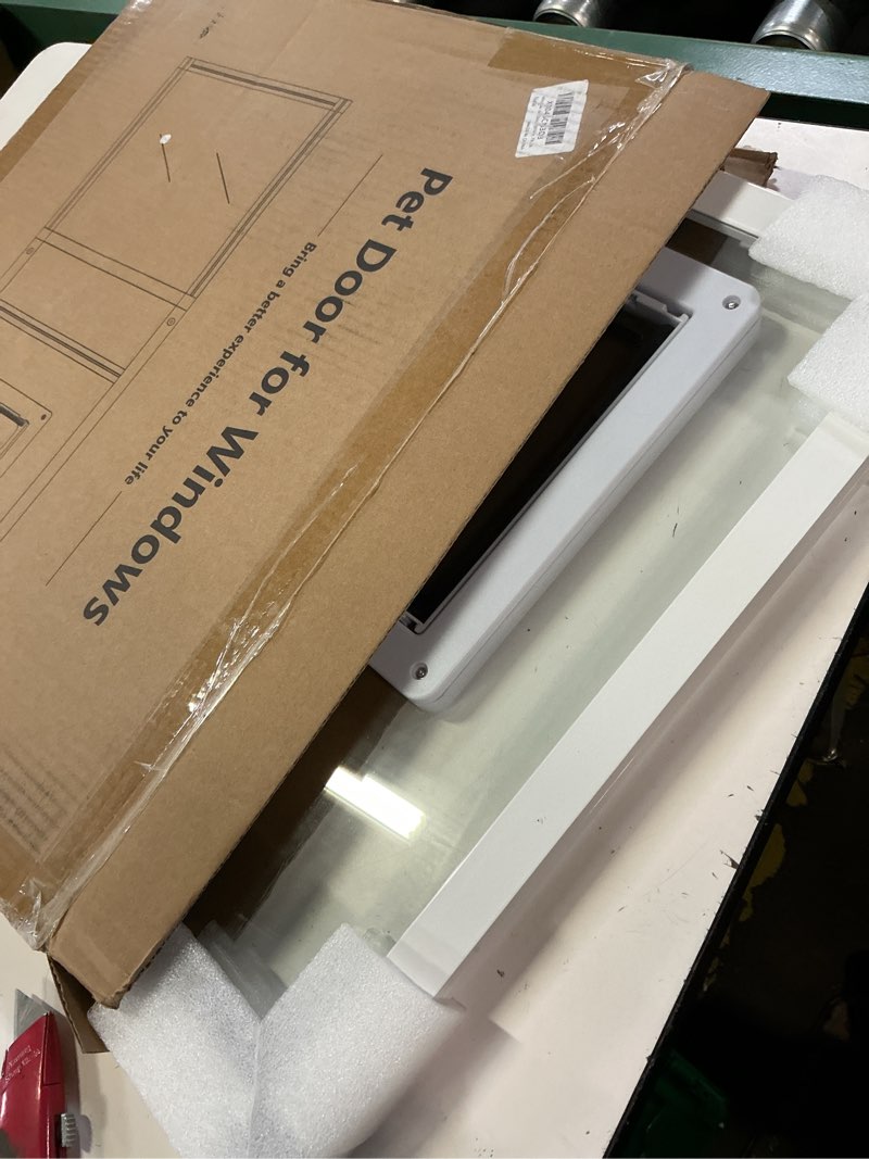 Condition photo showing Good Condition for sliding cat door for window, fits 28.5"-32" width window, 1-min install | aluminum frame + hd glass | weatherproof design | magnetic closure window cat door insert, adjustable pet door window for cats white fit window: 28.5"-32"