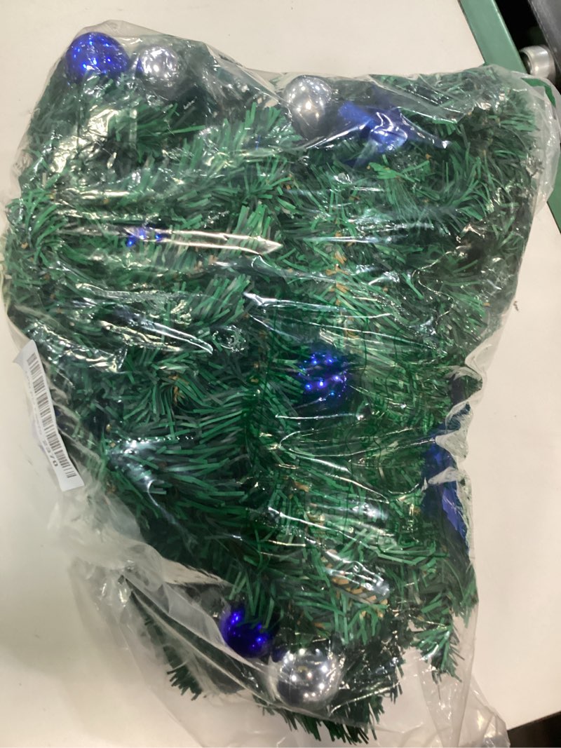 Condition photo showing As Is for HIIXHC Christmas Illuminate Garland - 8.8 ft Rattan Artificial Flower Vine Plants Outdoor Decorations, Battery Operated (Battery Not Included) Blue