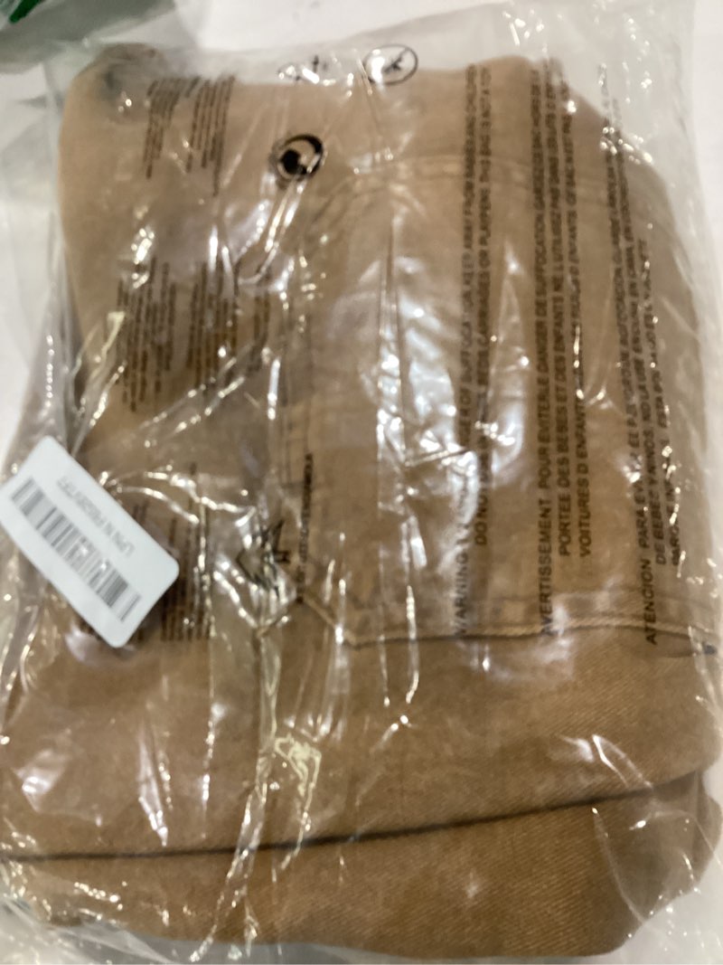 Condition photo showing Good Condition for luvamia barrel jeans women trendy high waisted pull on drawstring elastic waist stretchy denim baggy pants with pocket small brown sugar