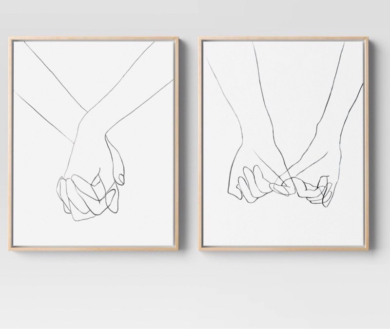 (Set of 2) 16" x 20" Hands Framed Canvas - Threshold™: Modern Wall Art, Vertical Orientation, Sawtooth Back