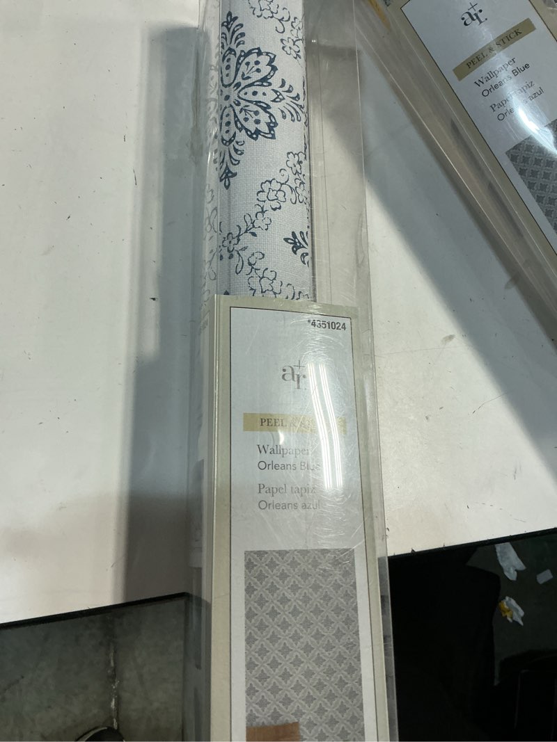 Condition photo showing Good Condition for allen + roth 31.2-sq ft Blue Vinyl Geometric Self-adhesive Peel and Stick Wallpaper