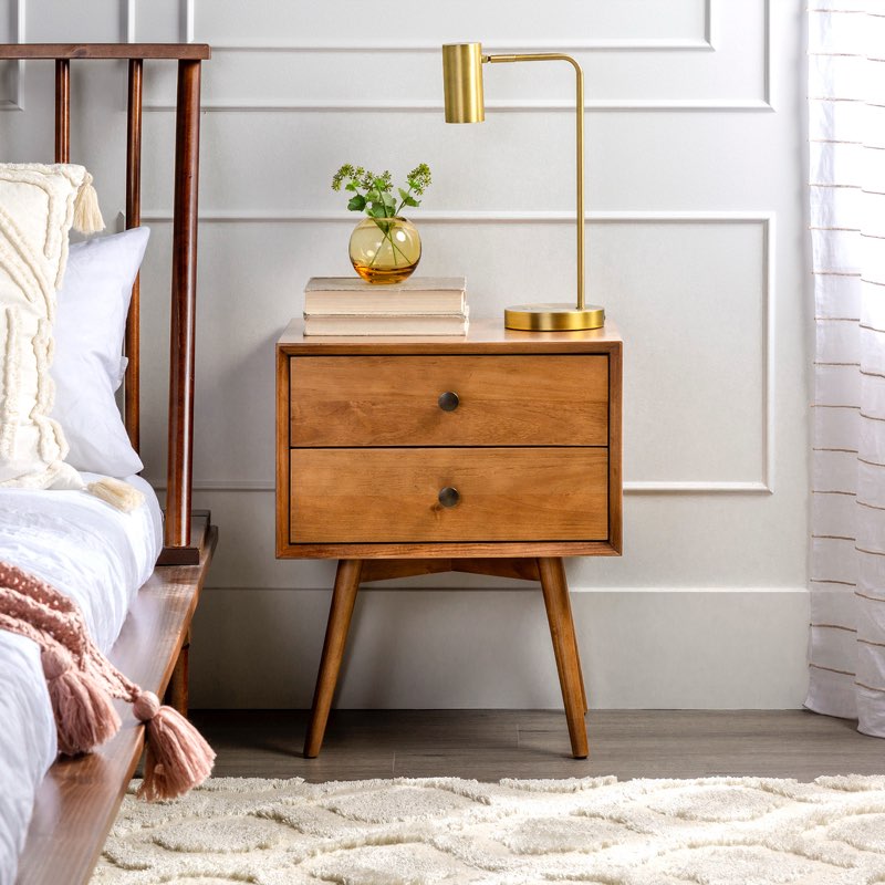 gertz 2-drawer solid wood nightstand