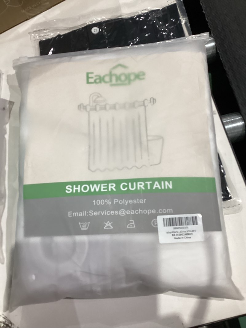 Condition photo showing New/Like New for White No Hook Shower Curtain and Fabric Liner Set, Boho Tufted Chevron Striped and Shabby Chic Textured Shower Curtain with a See-Through Top Window, Hotel Décor, 54" W x 80" H 54"W x 80"L (Pack of 1) White