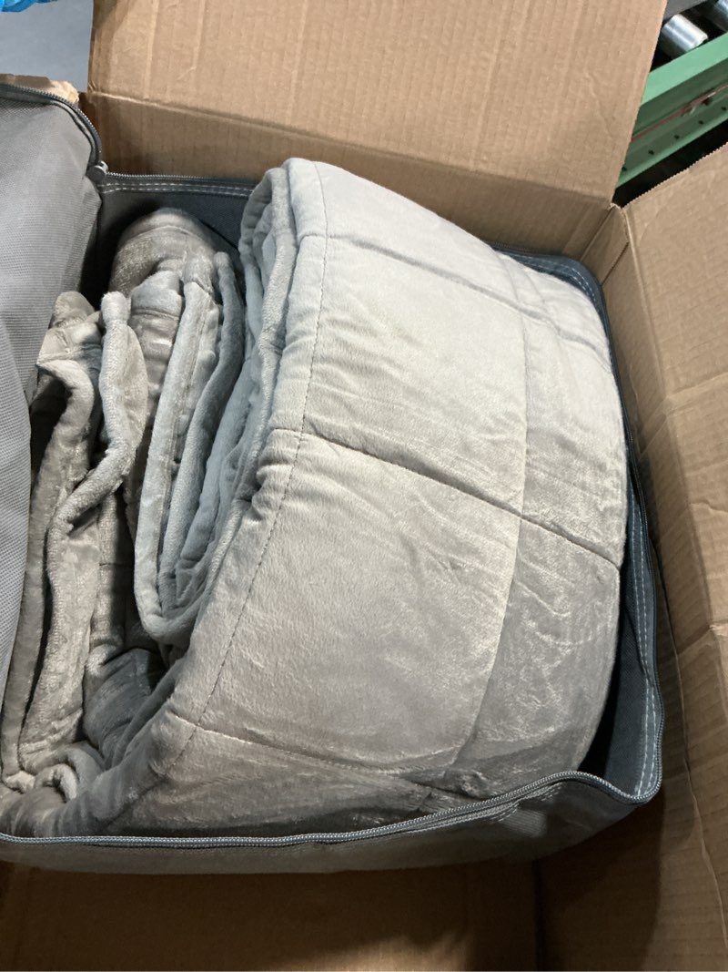 Condition photo showing Good Condition for Wemore Minky Dot Weighted Blanket for Adults Queen Size 15 lbs, Soft Cozy Heavy Blanket for Stress Relief and Sleep Promotion, Breathable Blanket for All-Season with Glass Beads, Grey 60 x 80 inches Grey 60" x 80" 15lbs