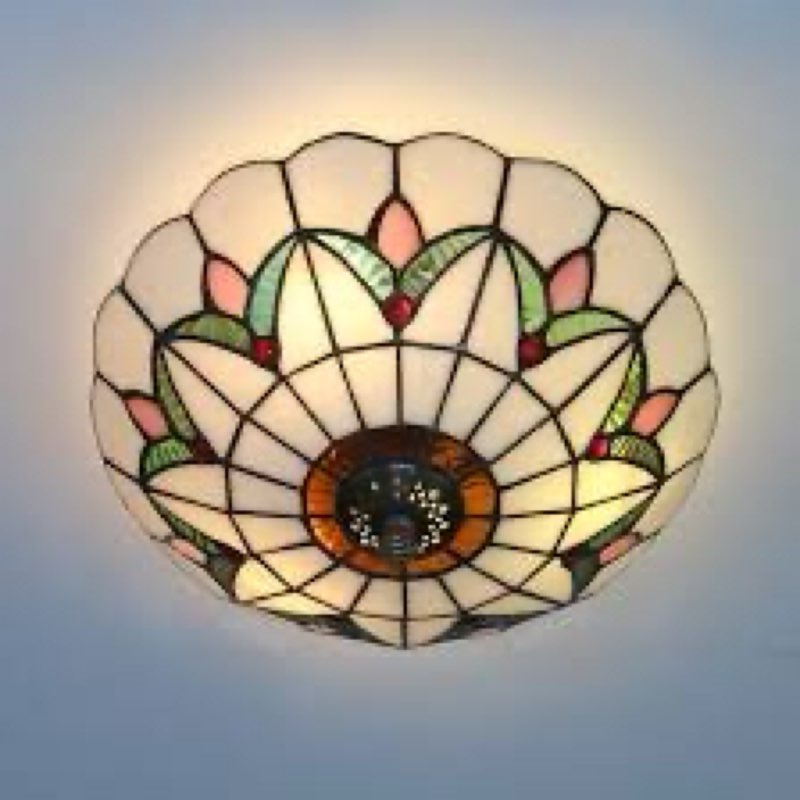 tiffany style ceiling light vintage stained glass flush mount ceiling lighting fixtures lamps (12 inch w)