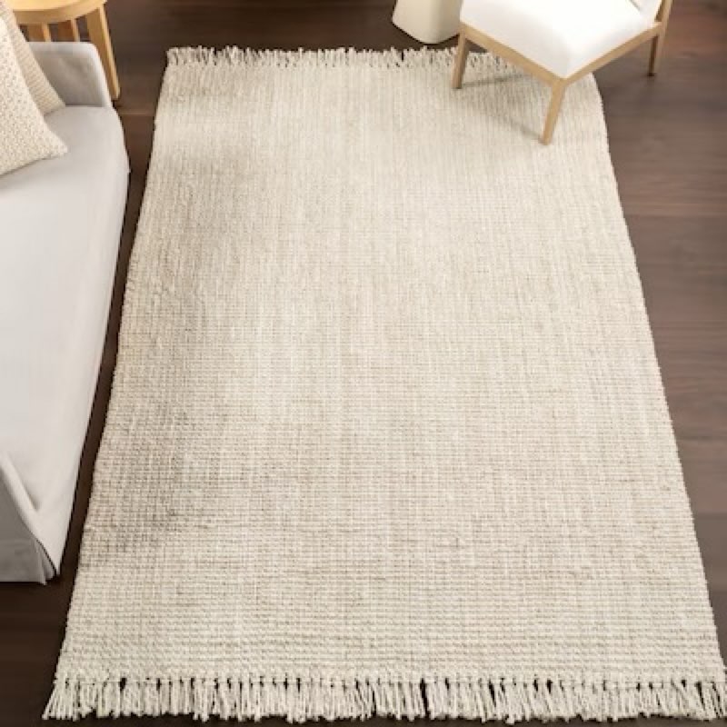 nuLOOM Chunky Loop 9 x 12 (ft) Woven Jute Off White Rectangular Indoor Solid Area rug