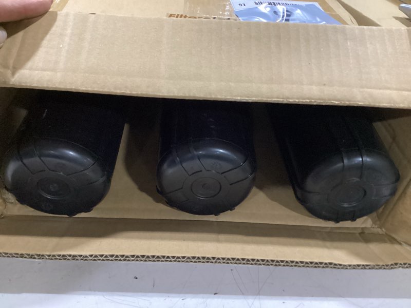 Condition photo showing As Is for rv water filter system,leak-free brass fittings, three filters included reduces sediment,rv water filter,chlorine,bad taste and odors,suitable for rvs,boats,farming & gardening rv-hld10