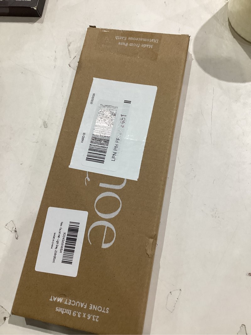 Condition photo showing Good Condition for Faucet Mat for Kitchen Sink – Diatomite Drying Stone Mat & Sink Protector, Prevent Moisture – Sink Splash Guard Water-Absorbing Stone Tray for Bathroom Counter [Light Grey,23.6" x 3.9"] Light Grey 23.6" x 3.9"