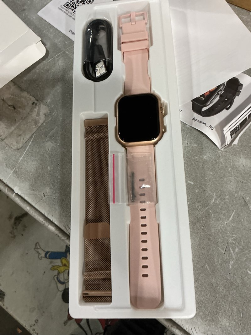 Condition photo showing Good Condition for smart watch for women men fitness: smart watch for iphone&android bluetooth call with spo2 sleep heart rate monitor,ip68,fitness tracker with 120+sport,reloj inteligente 30 day+battery life, 2 bands 1.85 gold-pink