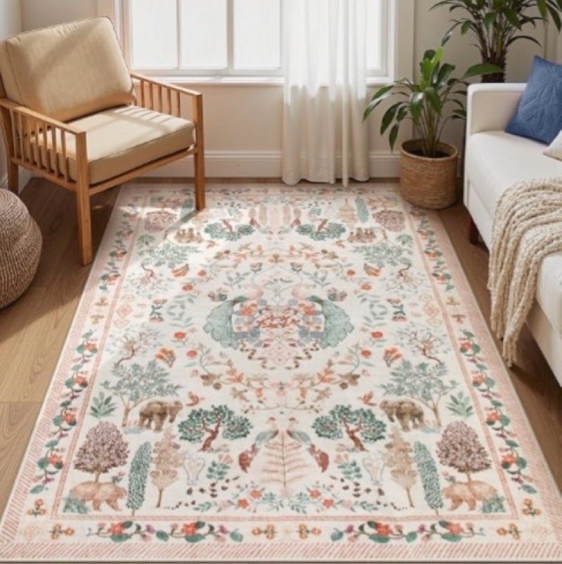Lahome Rug for Bedroom, Living Room Rug 5x7 Rug Machine Washable Area Rug, Non-Slip Low Pile Carpet for Bedroom, Bedside, Office, Dining Room 5' x 7' (Rectangular)
